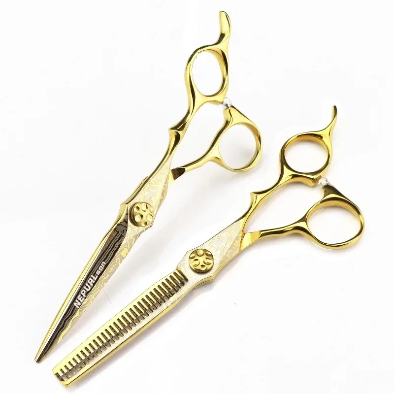 Hairdressing Scissors 6.0 Inch Steel Grade Scissors Pattern Professional Hair Salon Top Professional Scissor