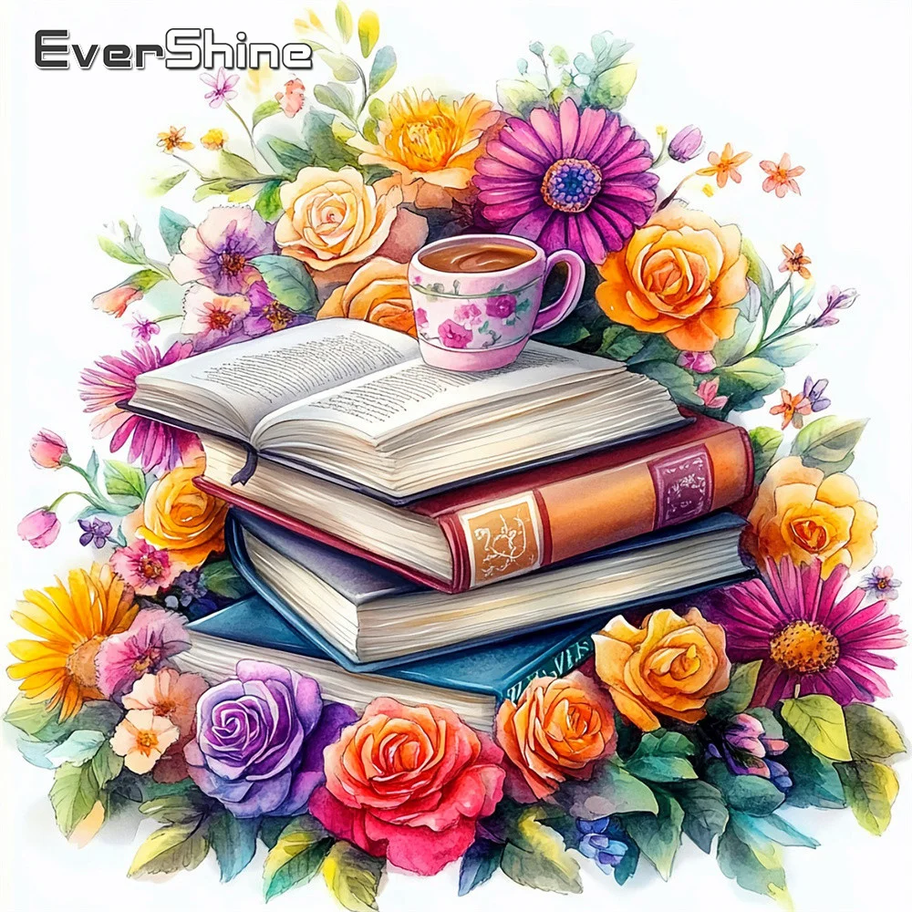 Evershine Vollquadratische Diamant-Stickerei Landschaftsgemälde Buchbild Strass-Stickerei Rosenblüte Neuerscheinung Wandkunst