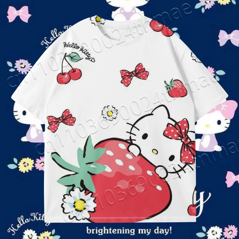 

Трендовый топ Hello Kitty 2025 с 3D рисунком, двойная возрастная группа, 100 см-160 см, S-5XL, быстросохнущий и дышащий