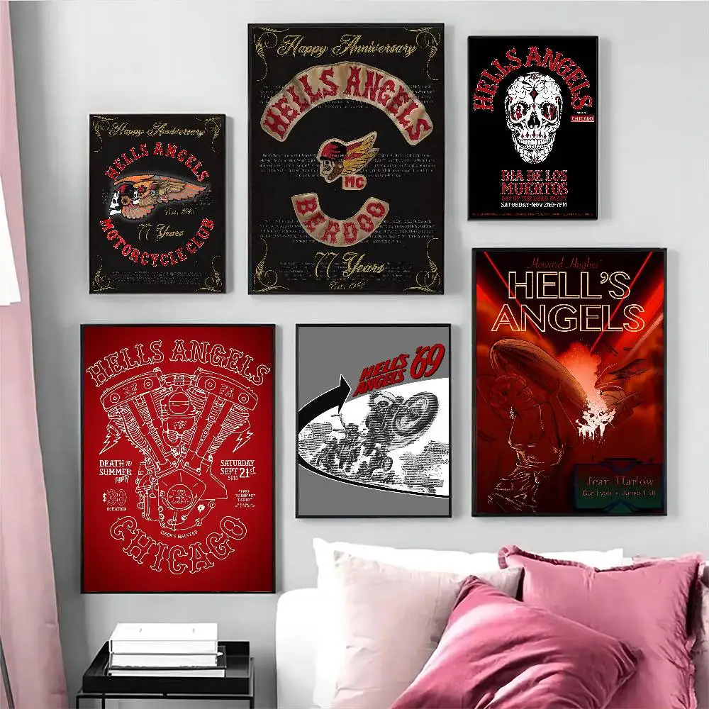 H-Hells A-Angels موتو الكلاسيكية خمر الملصقات خمر غرفة المنزل بار مقهى ديكور الشمال ديكور المنزل