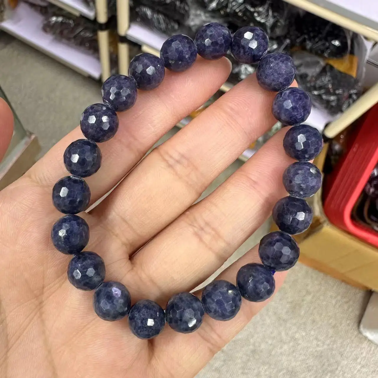 AAA Quality Natural Cutting Sapphire Stone Bead Bracelet Natural Stone Bracelet Senior Jewelry Female for Gift Wholesale!9mm