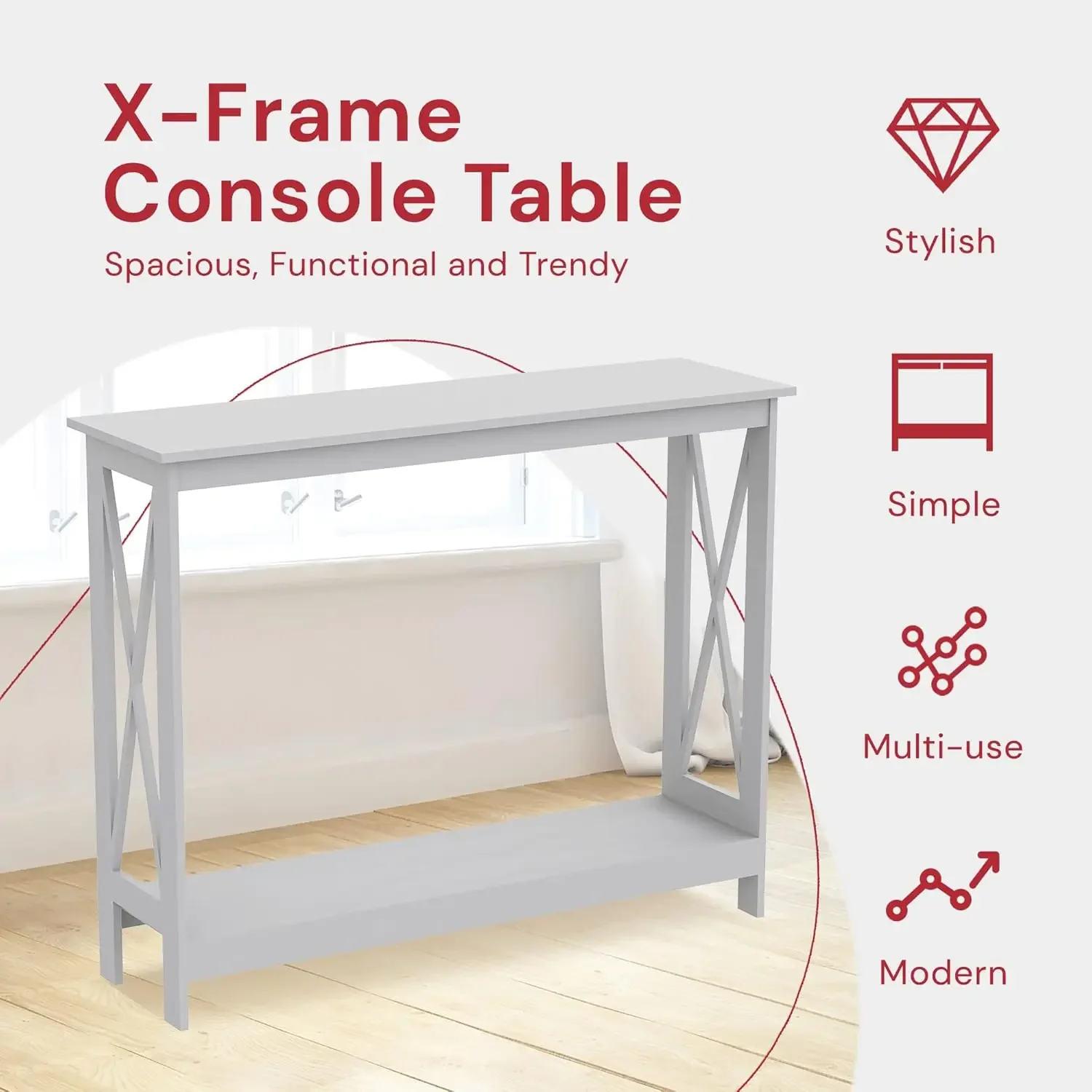 Gray Console Table, 2-Layer Entryway Table, Console for Entryway, Use As Doorway , or Accent Furniture
