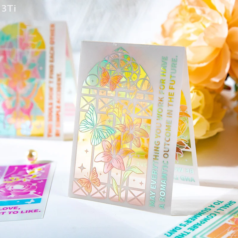10 листов/пакет, бабочка, цветок, ПВХ, сквозная карта, украшение ветра, ручной счет, поток, конопляный фон, студенческая карта