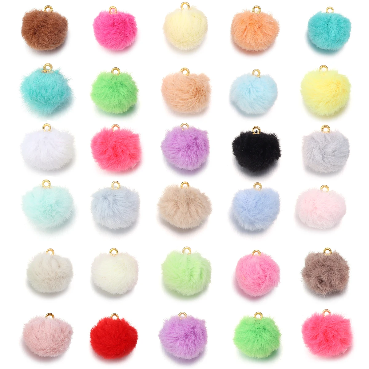 20 Stück/Beutel Bunte Kunstkaninchenfell-Ballanhänger Pom-Pom-Anhänger DIY Schlüsselanhänger Kleidung Spielzeug Tasche Ohrringe Schmuckzubehör – Detail 5