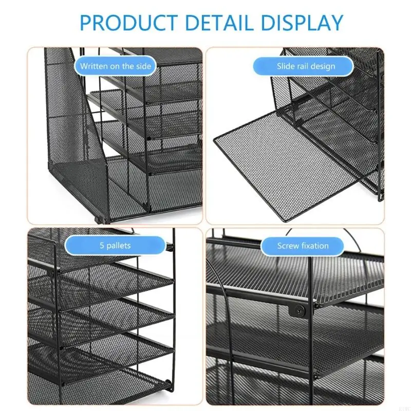 Multifunctional 5-Tiered Metal File Tray Organiser Desktop Document Organiser 