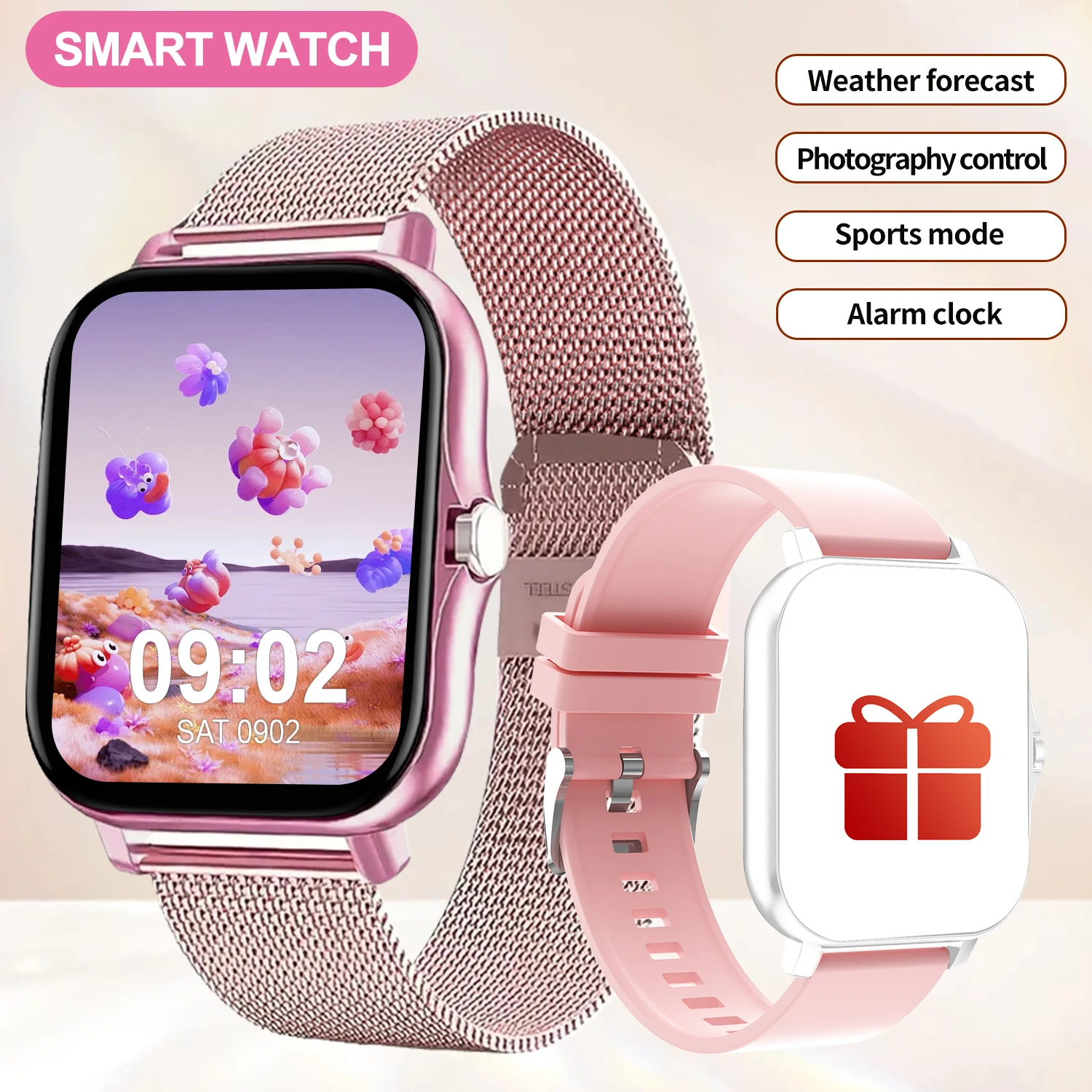 

Smartwatch, multi-sport mode, call reminder/rejection, message reminder view, unisex, suitable for Android and iPhone