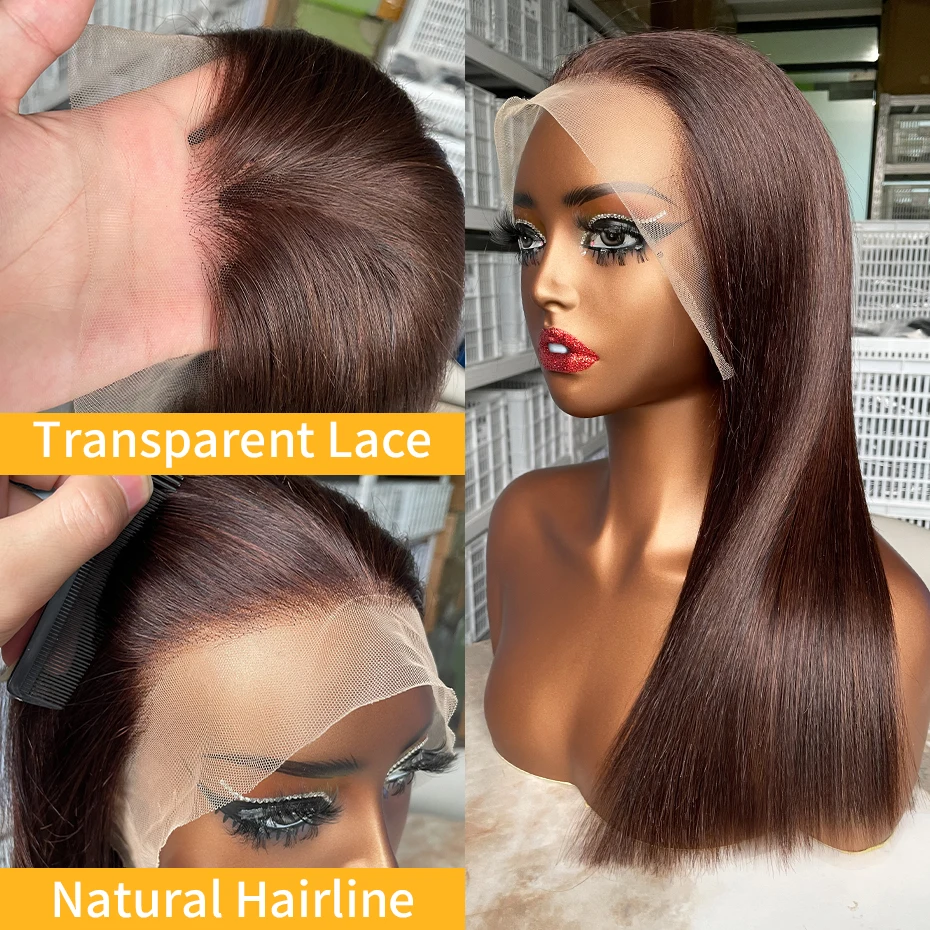 

Chocolate Brown Straight Human Hair Wigs 13x6 Hd Lace Frontal Wig 100% Human Hair 250 Density Colored Pre Plucked Vietnamese Wig