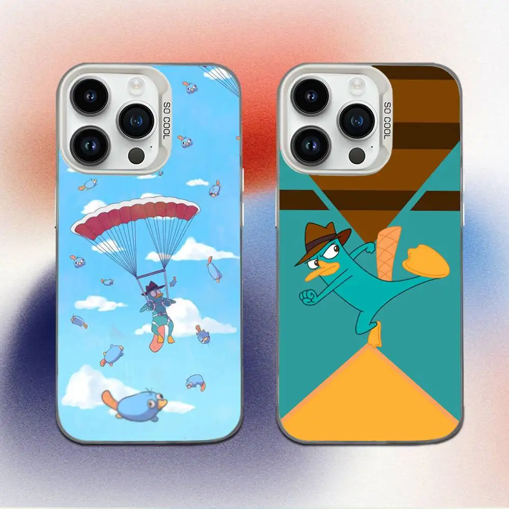 

Cartoon Perry The Platypus Phone Case For iPhone 16,15,14,13,12,11,Mini,Pro,E,MAX White Candy Matte Shockproof Cover
