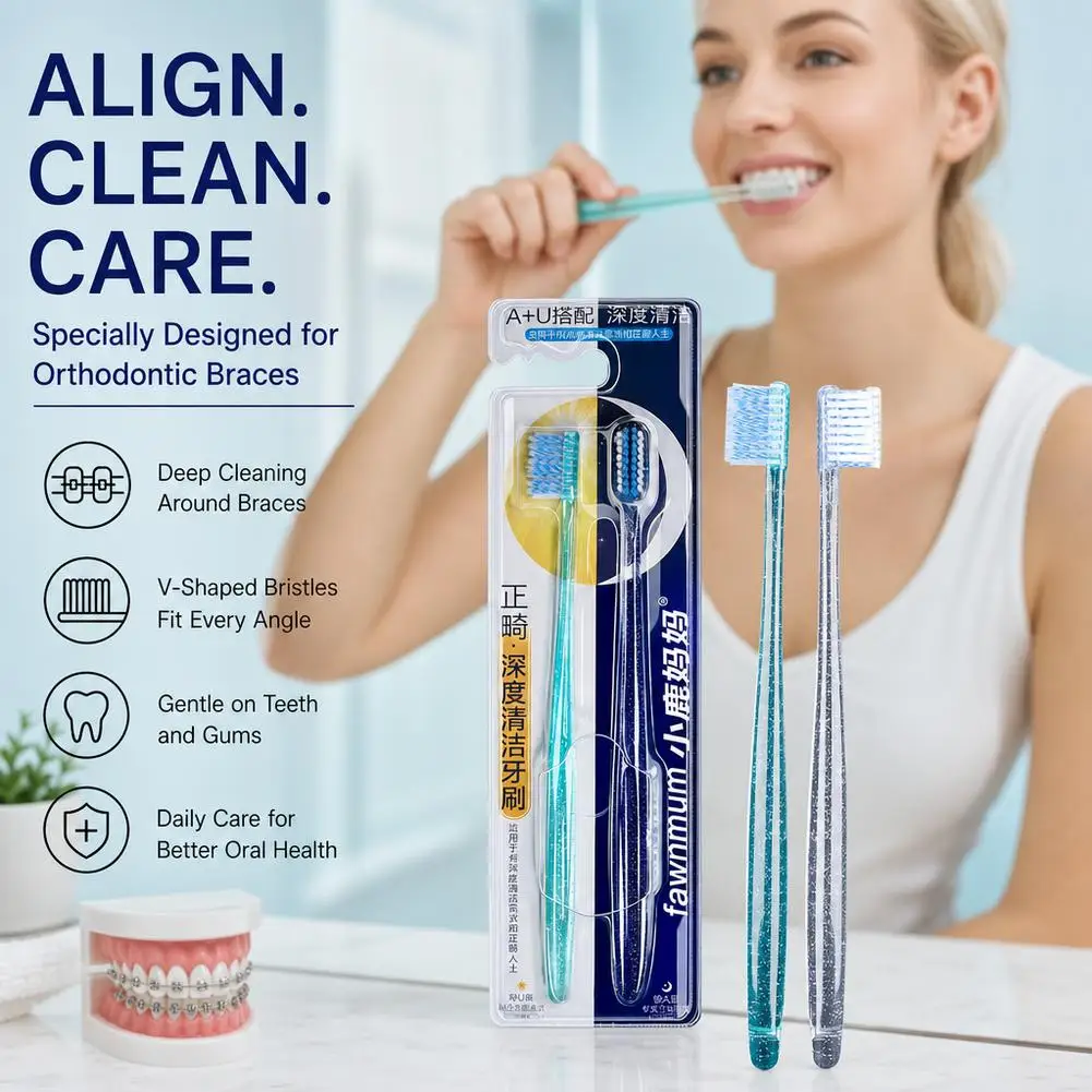 2/4pcs Orthodontic Brush Brace Clean Oral Hygiene Toothbrush Soft Bristles Interdental Brush Health Oral Cleaning Tool