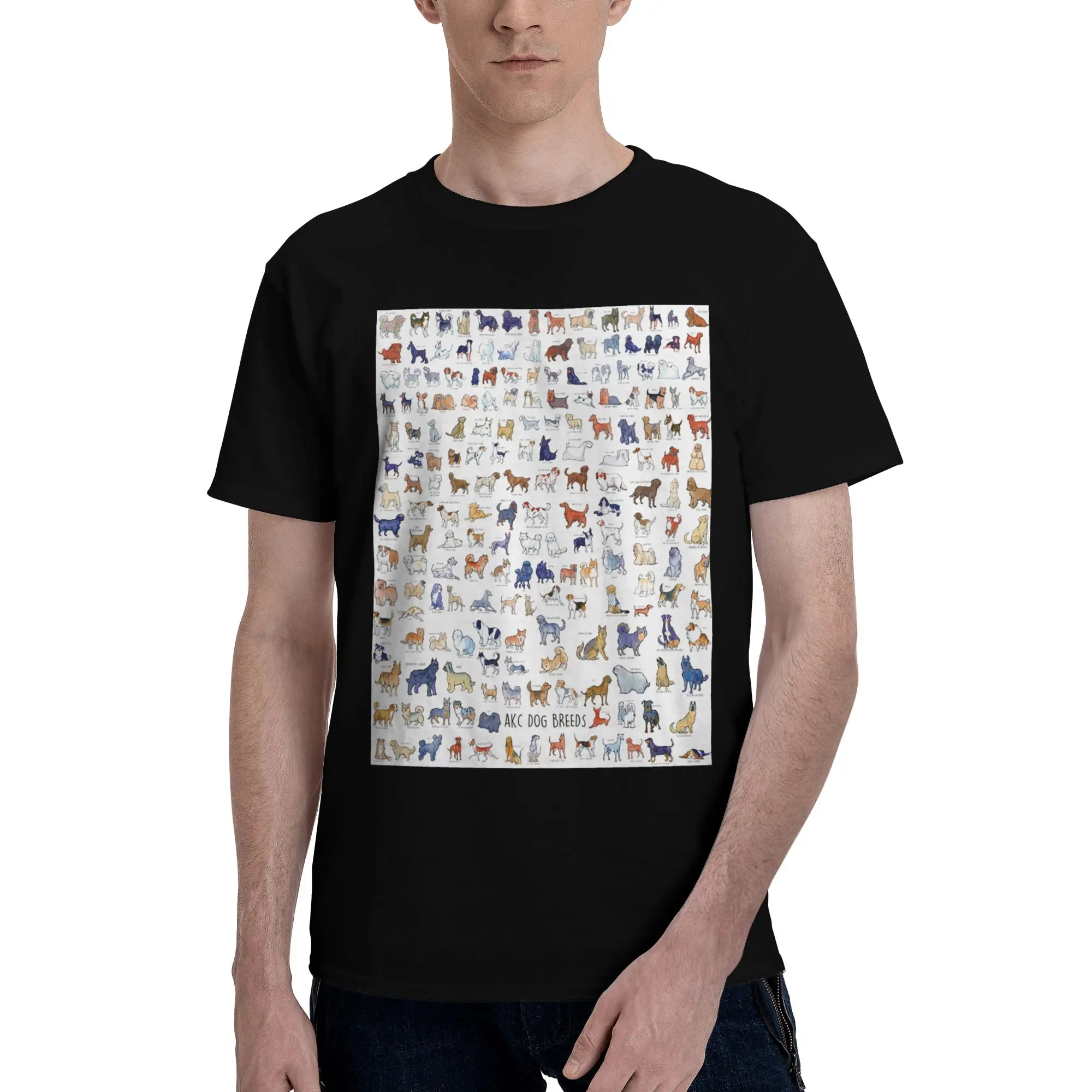 

Every AKC Dog Breed Men T-Shirt Oversized T Shirts Men's O-Neck Cotton Tees Short Summer Male
