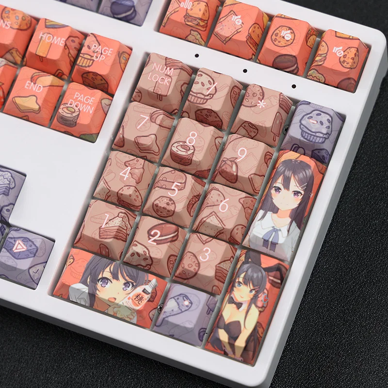 Imagem -04 - Conjunto Pbt Lados Teclas de Sublimação de Tinta Bidimensional dos Desenhos Animados Anime Tampas Chave Cereja Perfil Keycap para Sakurajima Mai 1