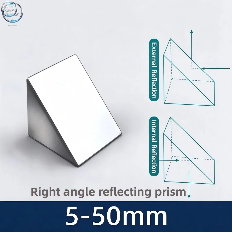 K9 Optical Glass Right-Angle Prism, 45° Total Internal & External Reflection Coating,5-50mm for Optical Experiments Instruments