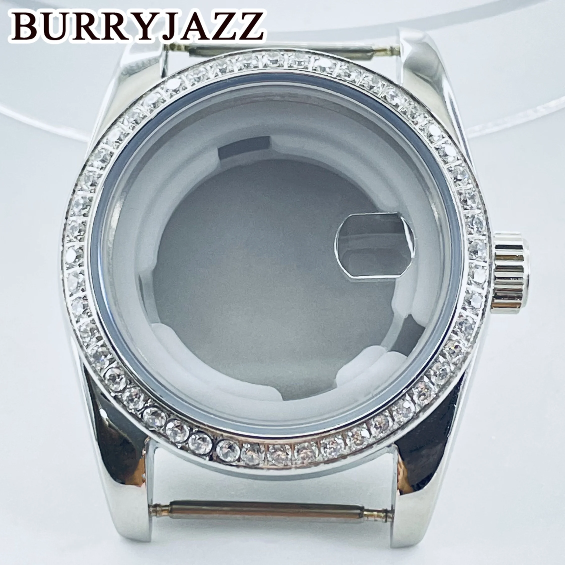 

BURRYJAZZ 31mm NH05 NH06 Silver Solid Stainless Steel Sapphire Glass Diamond Watch Case