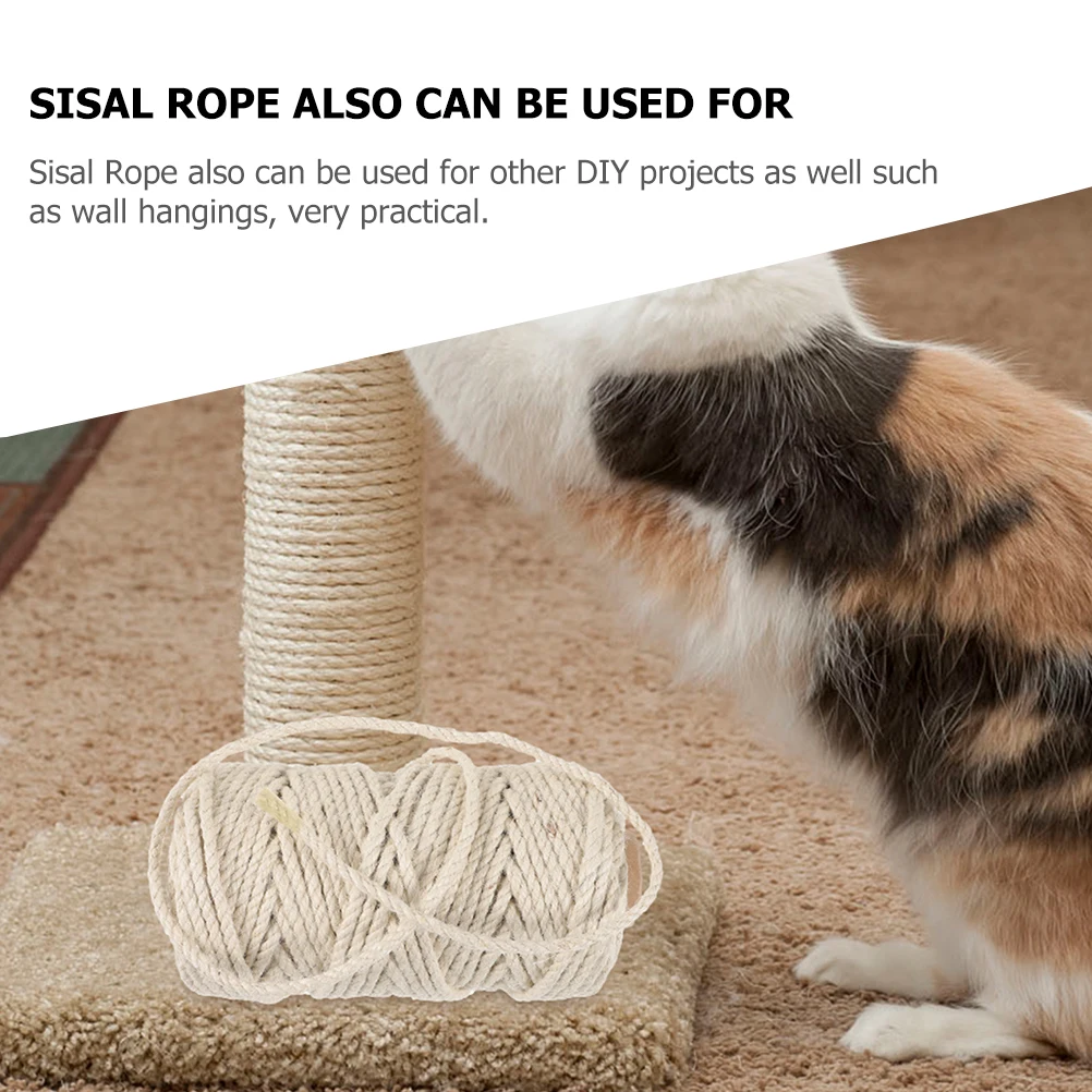 

1 Roll Multi-Function Sisal Rope Wear-Resistant Cat Scratching Post Wrap Sturdy Household Hemp Rope for Furniture Decor