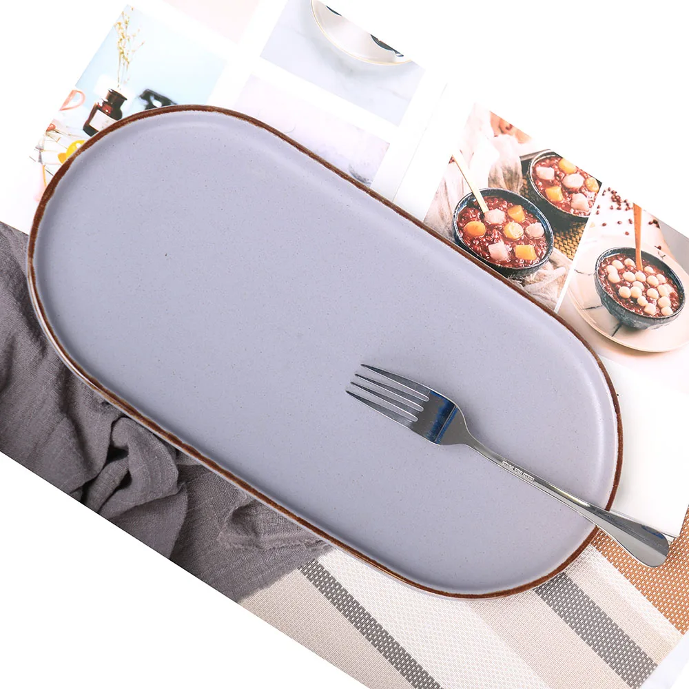 

Персонализированная длинная тарелка для барбекю с высокой эстетикой, японская тарелка для суи, тарелка для димсамов в ресторане, стиль Ins