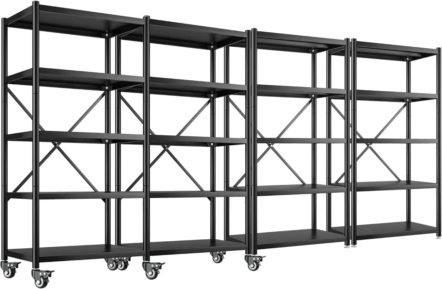 

Garage Shelving Heavy Duty Storage Shelves for Storage with Wheels 5 Tier Metal Shelving Unit 1156LBS Adjustable Metal Shelves