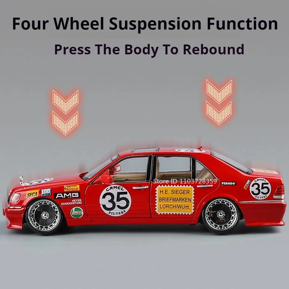 Modèle de voiture jouet en alliage moulé sous pression, échelle 1:24 W140 300SEL 320SEL, son et lumière, portes ouvertes, Absorption des chocs, cadeaux pour garçons