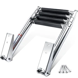 Stainless Steel Marine Ladder with Folding and Telescoping Features, Boat Accessories, 4 Step