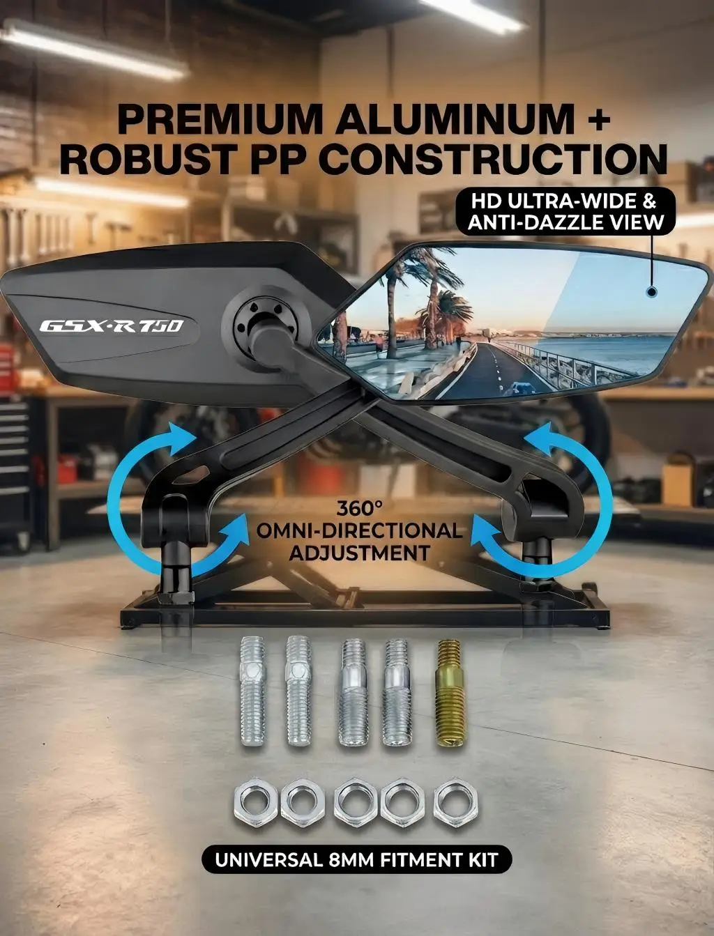 

High-quality motorcycle rearview mirror with adjustable and rotatable function For Suzuki GSXR GSX-R750 GSX-R600 GSXR750 GSXR600