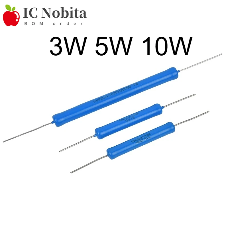 1 Buah HVR80 1% 3W 5W 10W Resistor Isolasi Tegangan Tinggi 10K 1M 500M untuk Sertifikasi Kalibrasi Uji Tegangan Tahan