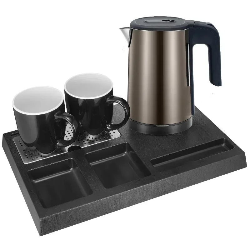 Exquisite Hotel Appliance White Guest Bedroom  electric water kettle tray set Custom Logo Wholesale Stainless Steel