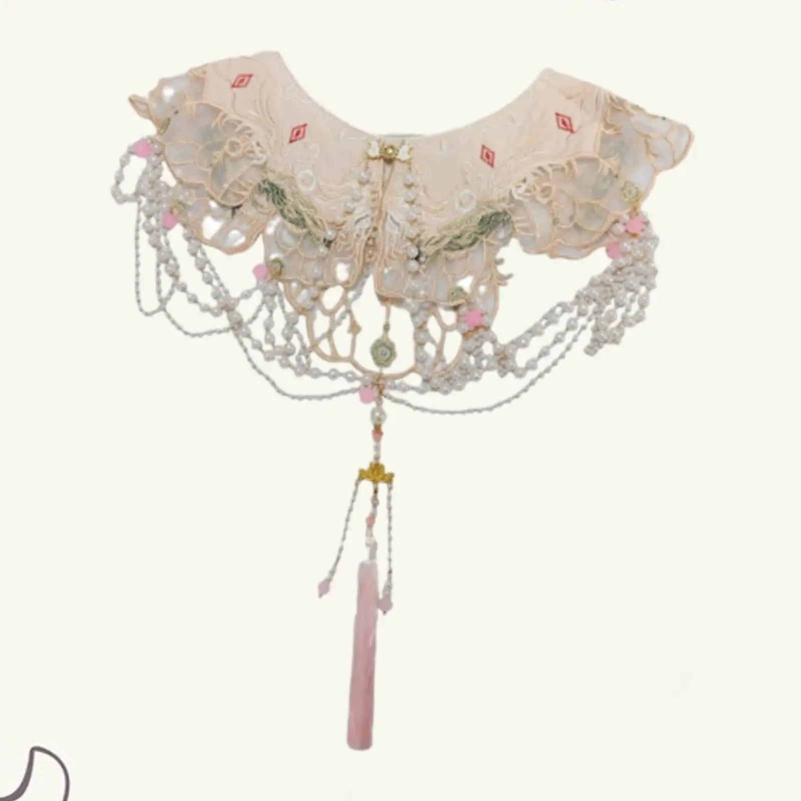 

Шаль со съемным воротником и цепочкой с кисточками, легкий креативный вышитый воротник для платьев, реквизит, уличное шоу, повседневная одежда