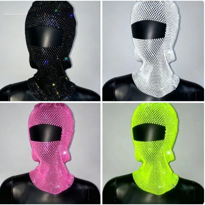 

Balaclava Sparkling Diamond Fishnet Hat | Rhinestone Hollow Headhood for Women | Club Rave Party | Festival Carnival Disco Mask