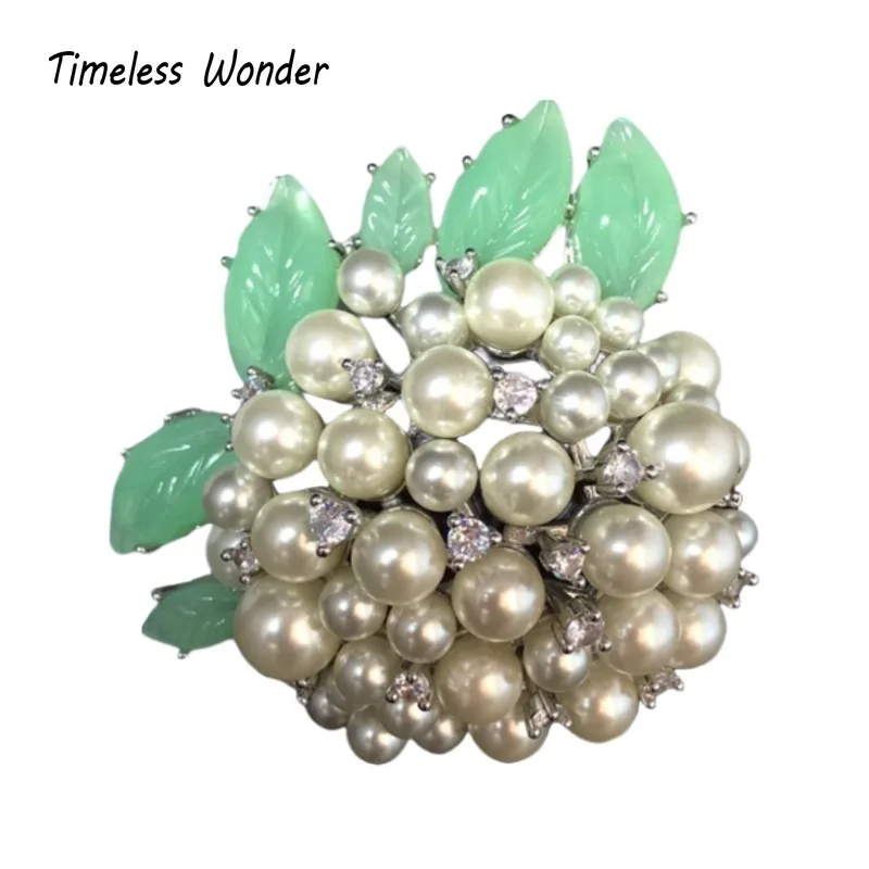 

Timeless Wonder Fancy Zircon Geo Floral Brooch Pins for Women Designer Jewelry Runway Top Luxury Cute Rare Statement Mix 7523