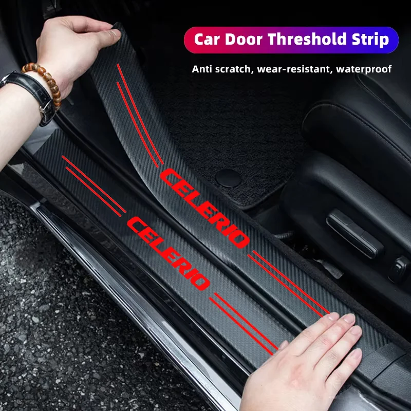 Car Front Rear Entry For Suzuki Celerio Logo Door Sill Trunk Protect Strips Pedal Water Proofing Guard Scratch Decals Accessory