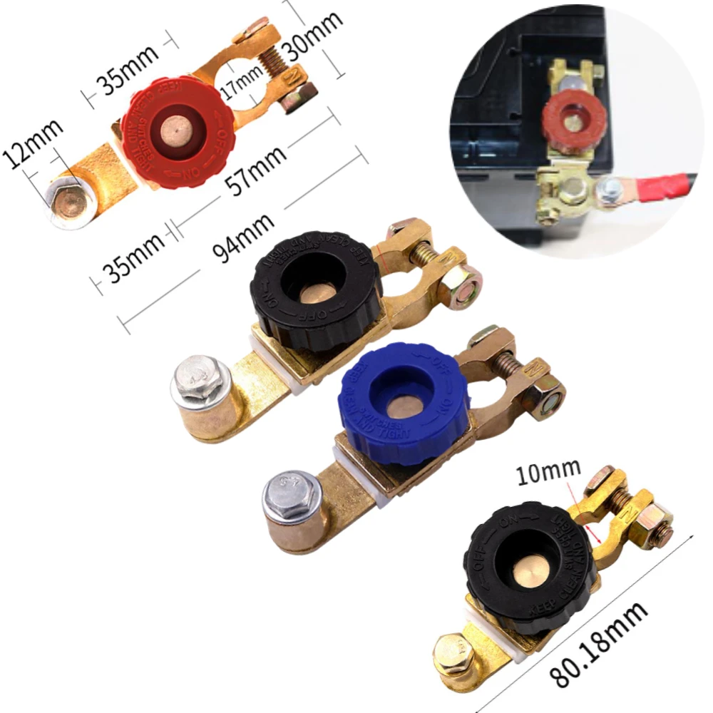 Universal Car Battery Disconnect Switch Quick Cut-off Isolator Battery Terminal Power Off Switch Protector for Car Motorcycle RV