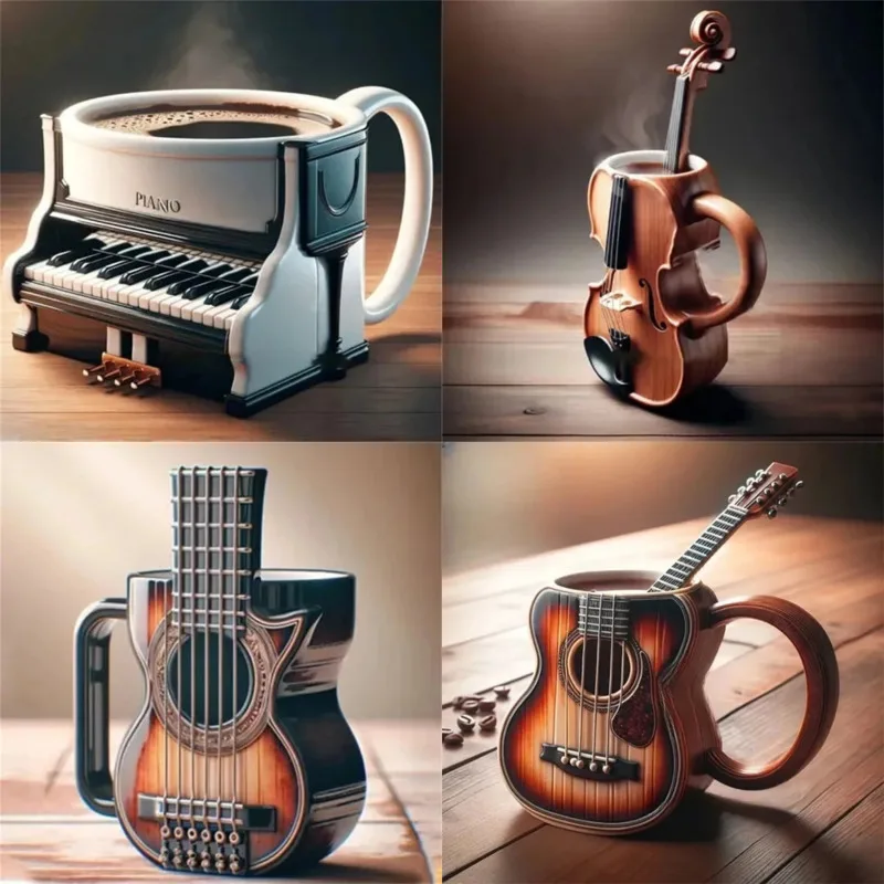 

Musical Instrument Coffee Mug Cup Creative Violin Guitar Piano Drum Saxophone Sax Ceramic Cup Unique Music Lover Cup Gifts New