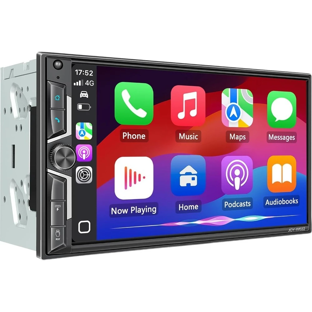 

7-дюймовая автомобильная стереосистема QLED Double Din — беспроводная связь Apple CarPlay и Android Auto, 240 Вт 4,2 канала, SWC, Bluetooth, FM/AM автомобильное радио, 2