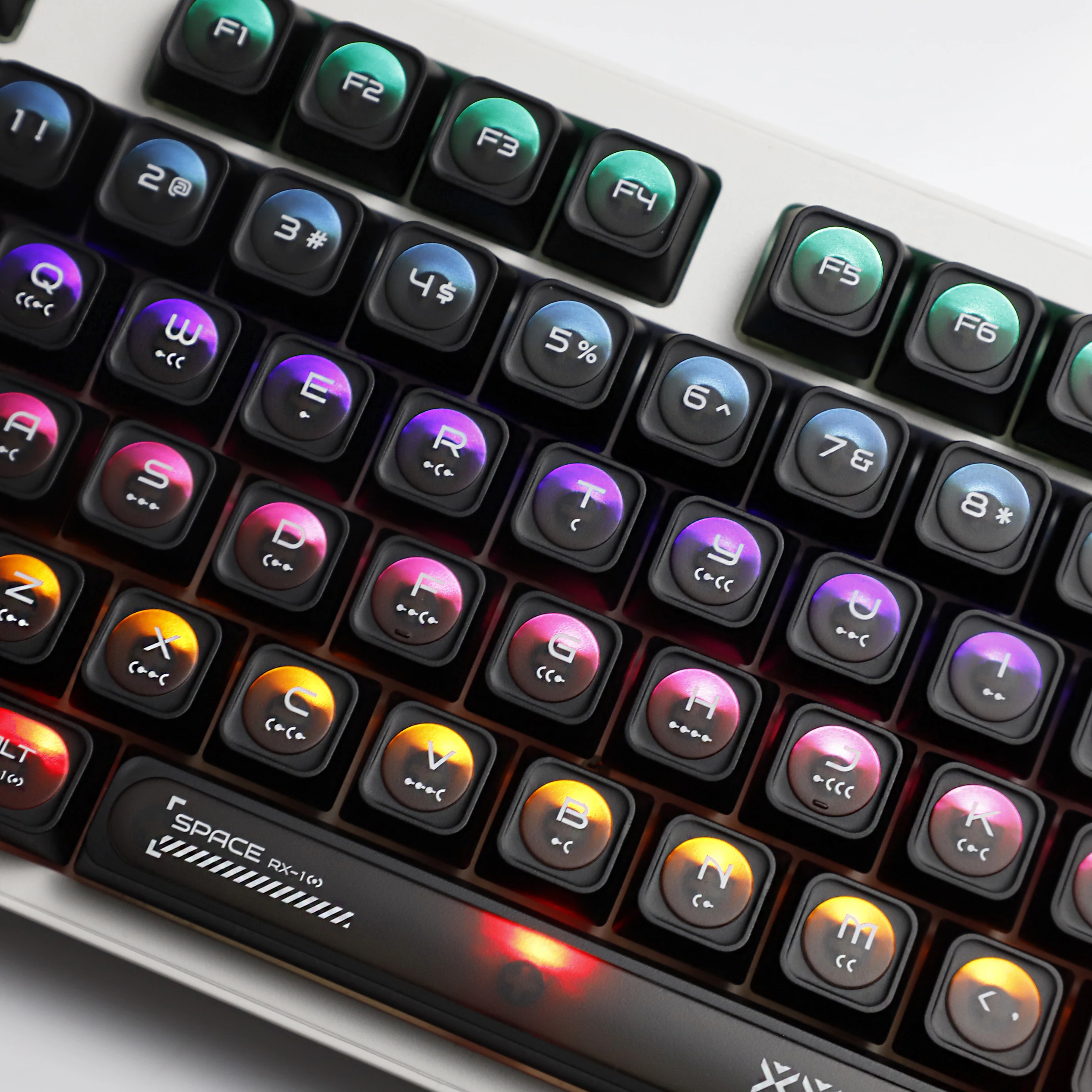 Ymdk gato olho pedra tema fosco 136 teclas perfil máximo brilho através da impressão superior pbt pc teclas personalizadas para teclado mecânico mx