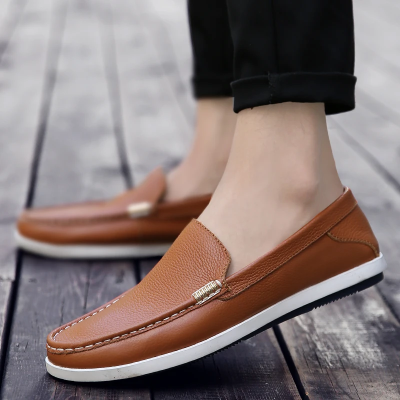 

Casual new men's leather Party Wedding Office Work Shoes Slip on Business Gentleman Versatile Outdoor breathable walking shoes