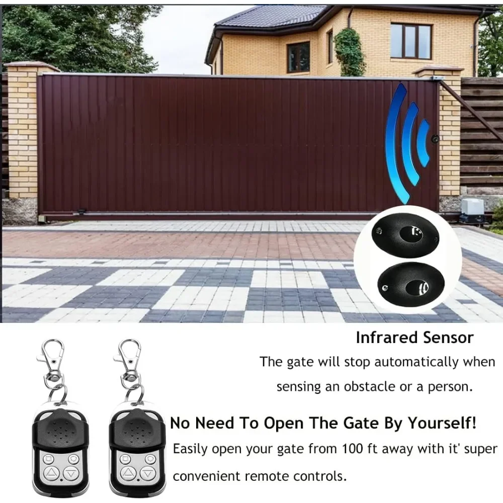 فتاحات البوابة - مجموعة فتاحة البوابة المنزلقة الأوتوماتيكية، محرك بوابة منزلق مع أجهزة التحكم عن بعد ومستشعر الأشعة تحت الحمراء الكهربائي #1