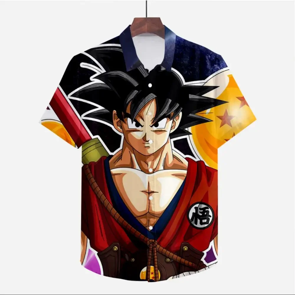 Men\'s Shirt 2023 Clothes Short Sleeve Dragon Ball Z Oversized Y2k Cool 5XL Super Saiya Summer Beach Style Streetwear Anime Cute