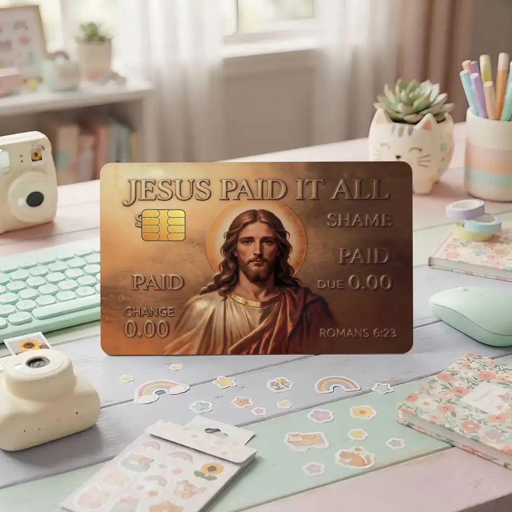 Art J-Jesus Christ King of Hearts Credit Card Skin Stickers For Bank Bus Metro Cards Waterproof Anti-Scratch Gift 4PCS