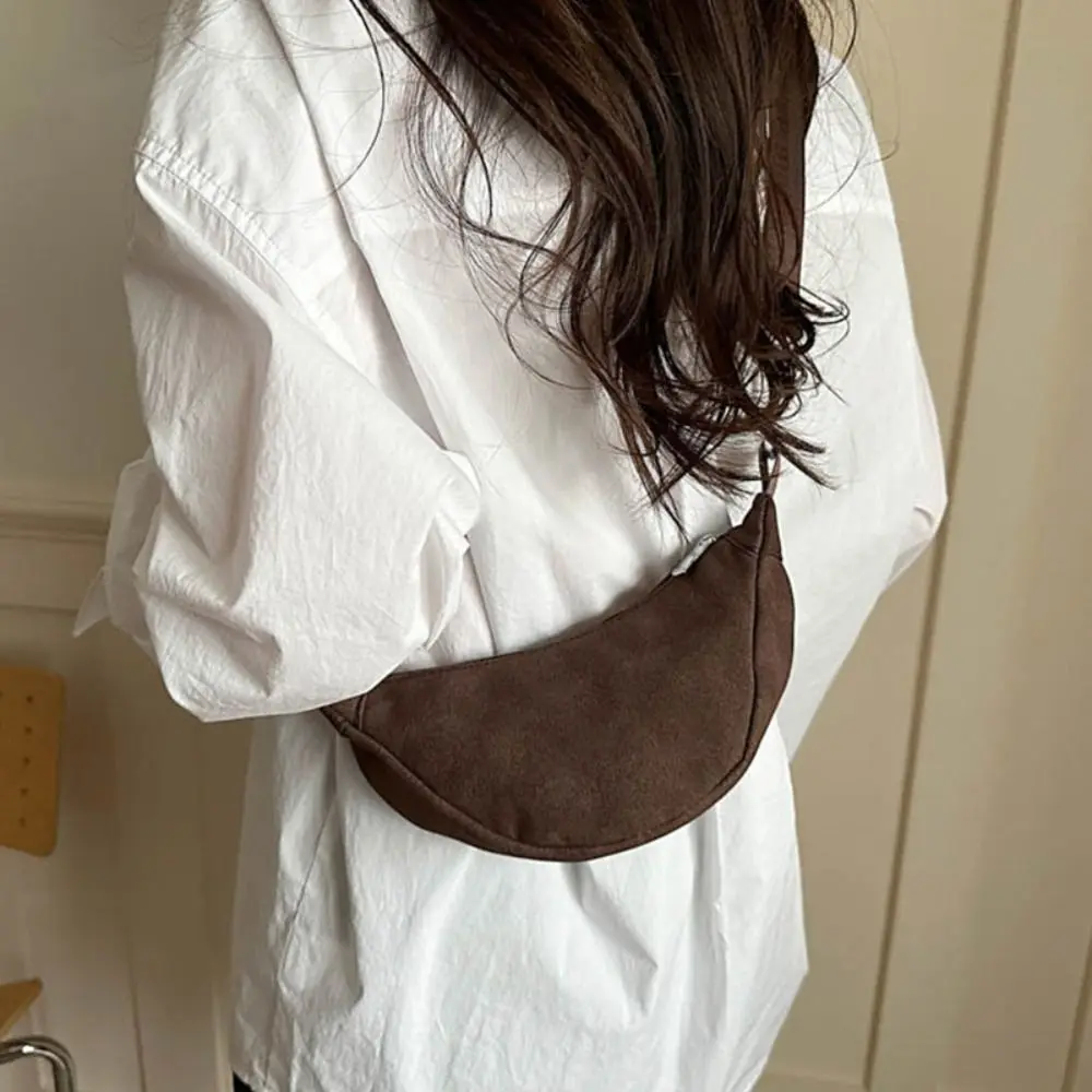 

Sweet Korean Style Suede Crossbody Bag Lightweight Solid Color Mini Dumpling Bag Handbag Suede Shoulder Bag Women