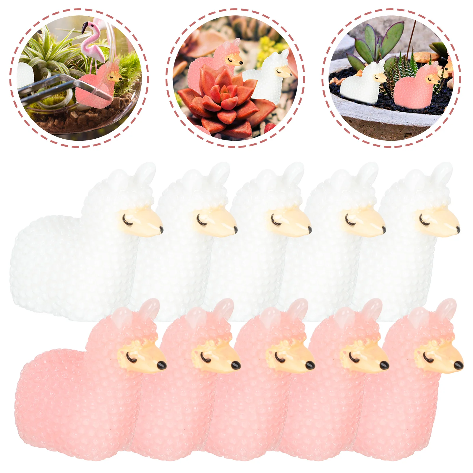 

20 Pcs Alpaca Keychain Modeling Design Resin Craft Ornaments Charm Statue Decor Desktop Figurine Balcony Crafts