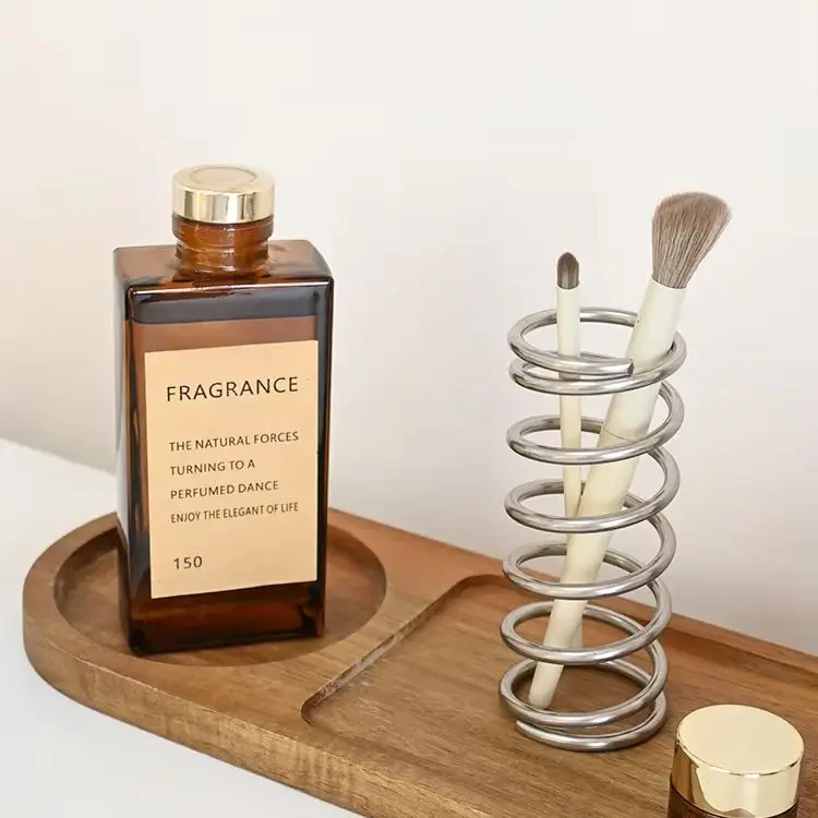 Edelstahl Zahnbürstenhalter Feder Metall Einfache Desktop Make-Up Pinsel Lagerung Rack Dekoration
