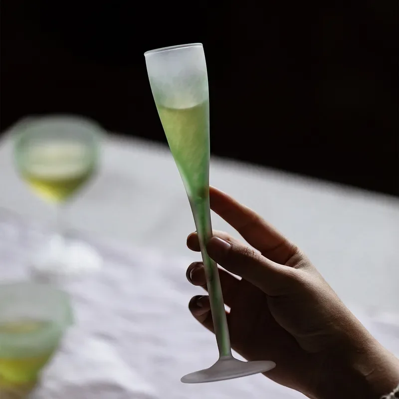 for Fufan Creative Premium Niche Glazed Smell Cup Light Green Moon Cage Sand Glass Goblet Champagne Cup Cocktail Glass