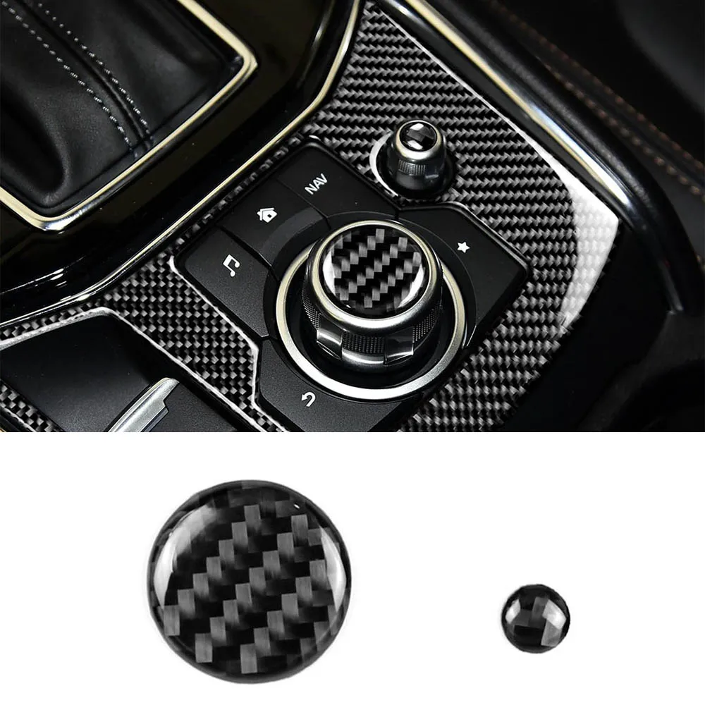

for Mazda CX-5 CX5 2017 2018 Car Central Control Multimedia Knob Ring Decoration Cover Sticker Auto Accessories Carbon Fiber