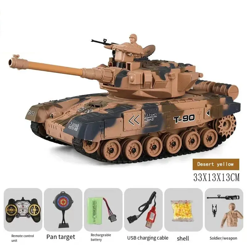 Tracked Remote-controlled Tank Military Model 9-channel Remote-controlled CHILDREN\'S Toy Car with Sound and Light