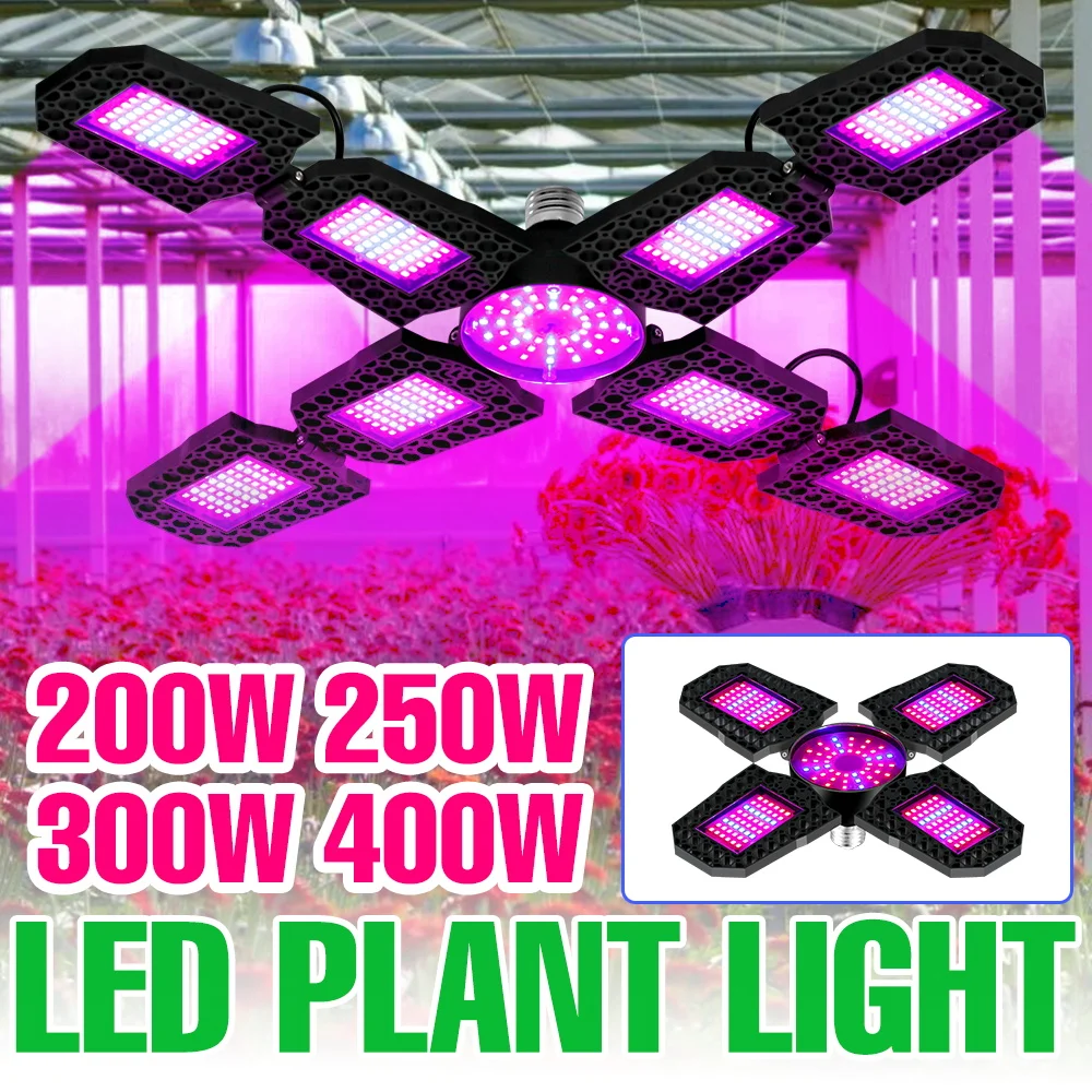 400W LED Full Spectrum Grow Light Bulb E27/E26 Deformable Indoor Plant Cultivation Lamp 220V Flower Seedings Vegs Fill Lighting