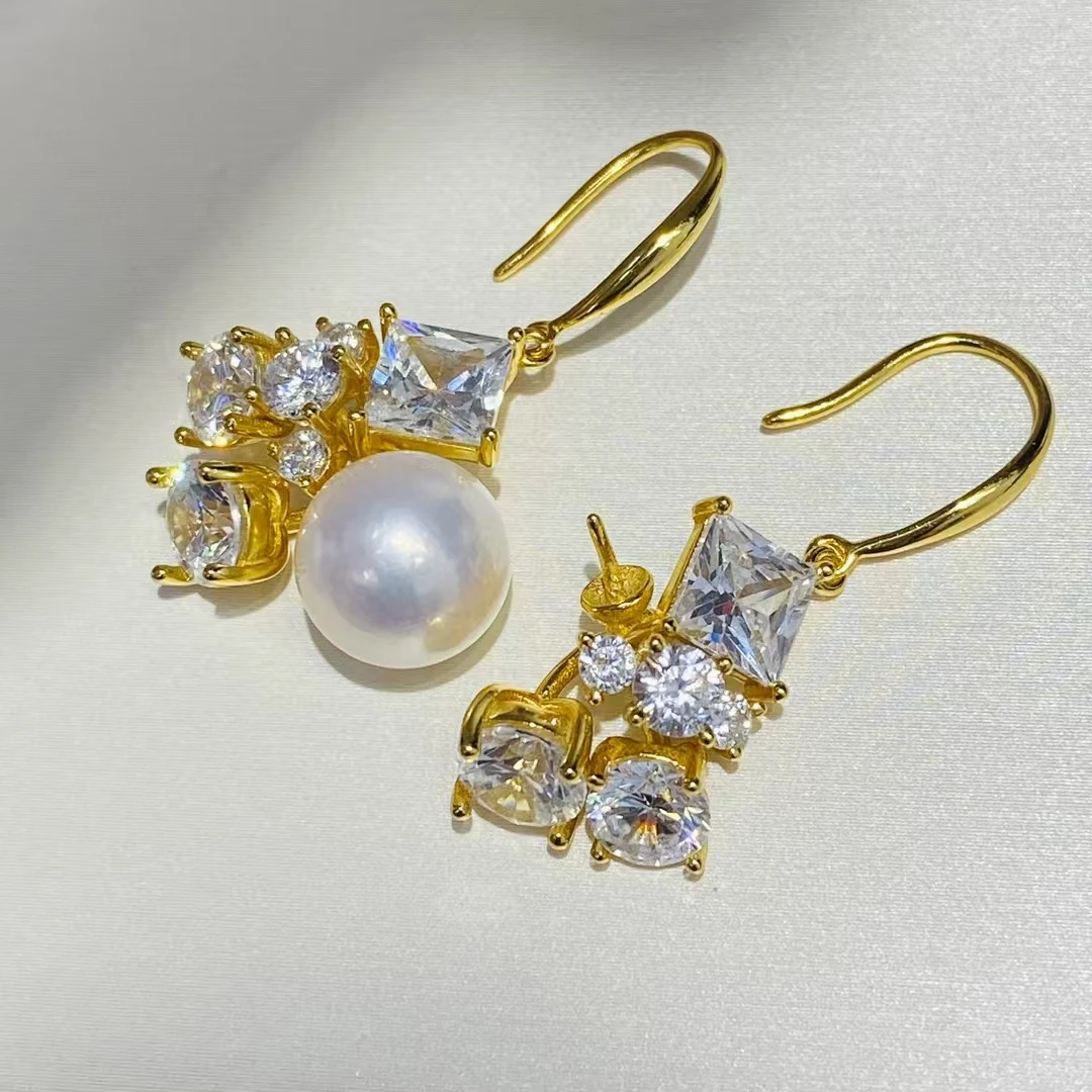 

Оптовая продажа, серьги из стерлингового серебра 925 пробы, фурнитура для крепления, базовые монтажные детали, аксессуар для жемчуга 10-11 мм, 5 пар/лот