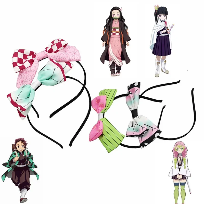 Anime Demon Slayer Kamado Nezuko Cosplay Bow-knot fascia per capelli fascia per capelli copricapo per ragazze accessori per capelli regali per ragazze