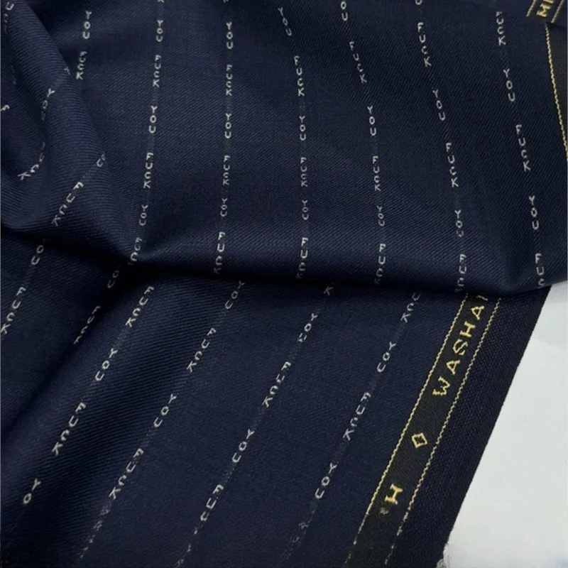 Striped suit fabric 100% pure wool anti-wrinkle machine washable natural elastic
