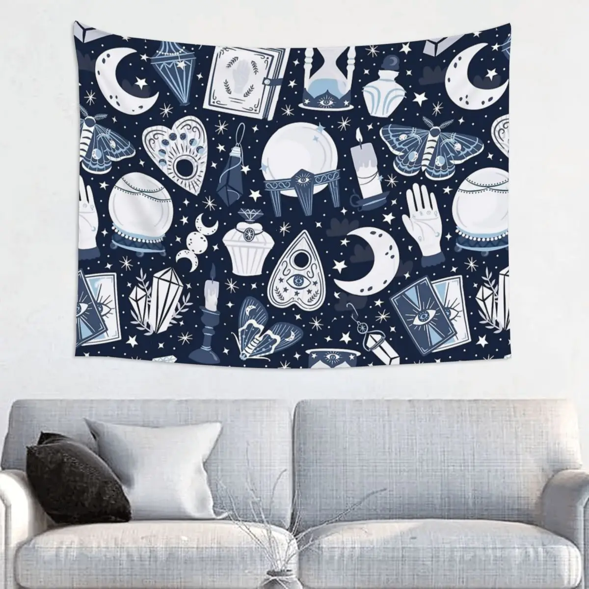 Dark Mystical Tapestry Bohemian Polyester Wall Hanging Tarot Occult Witch Magic Boho Home Decor Beach Mat Art Wall Blanket