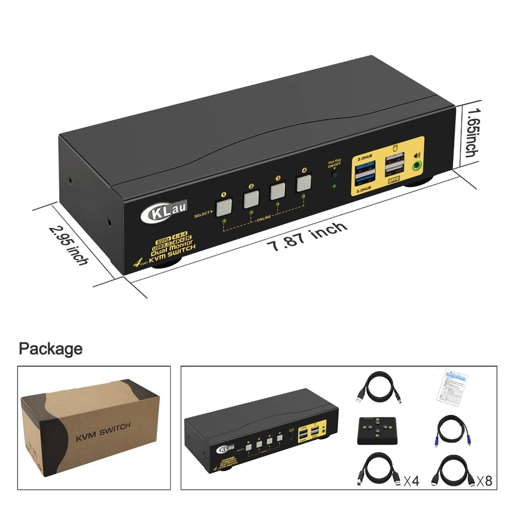 Imagem -05 - Hdmi Kvm Switch Porto Duplo Monitor de Exibição Estendida com Áudio Suporte 4k @ 60hz 4:4:4 Usb3.0