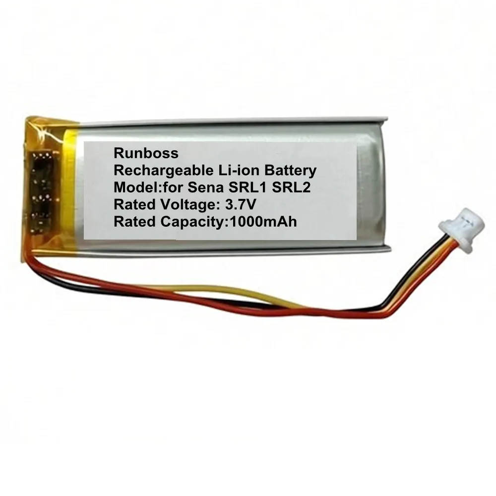 Wireless Headset Battery PTC802050 for Sena SRL1 SRL-01 (SP51) SRL2 SHOEI Neotec II GT-Air II J-Cruise II 3 wires 1000mAh 3.7V